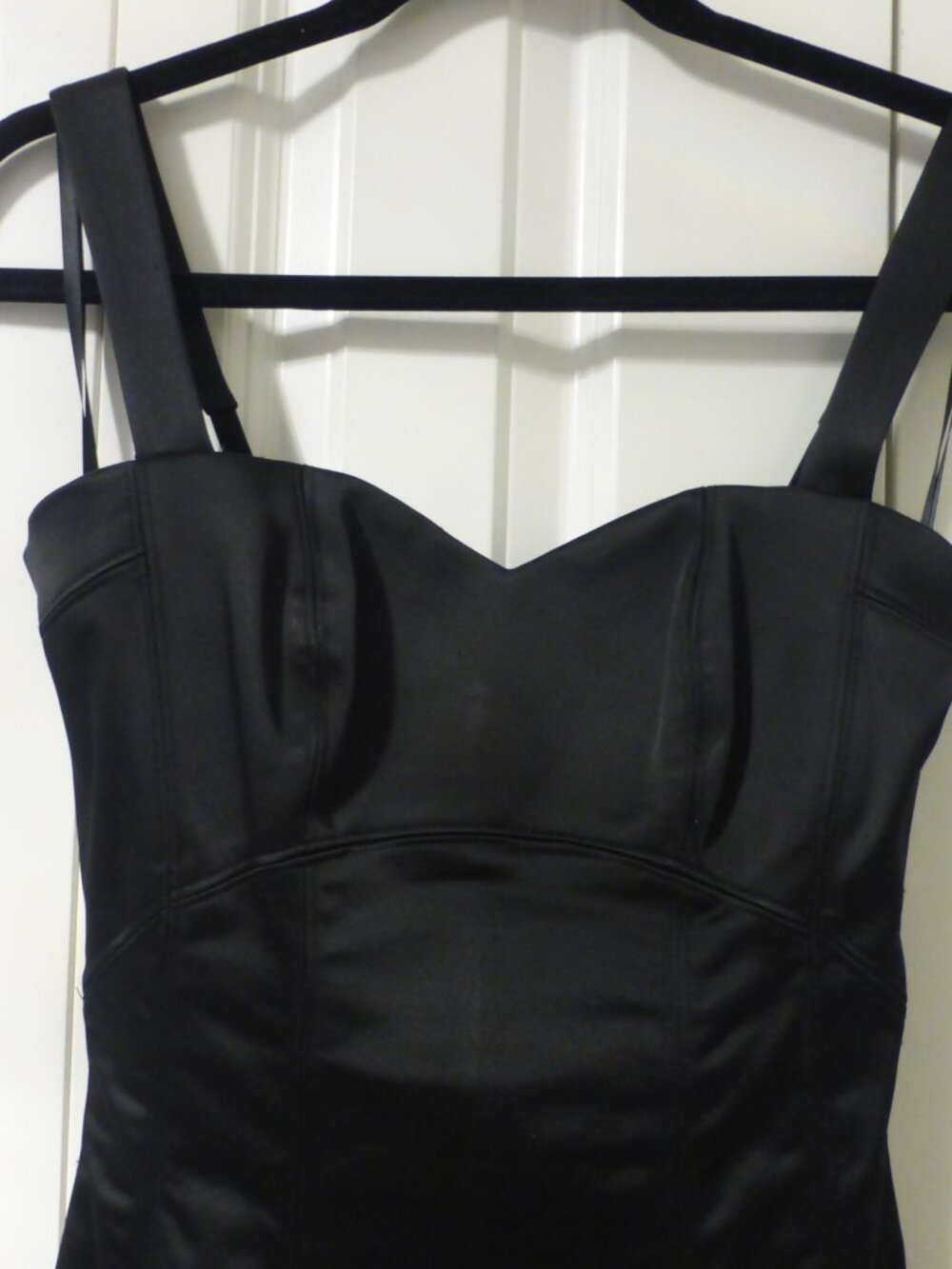 BEBE black satin party cocktail dress with adjustable straps - Picture 2 of 7